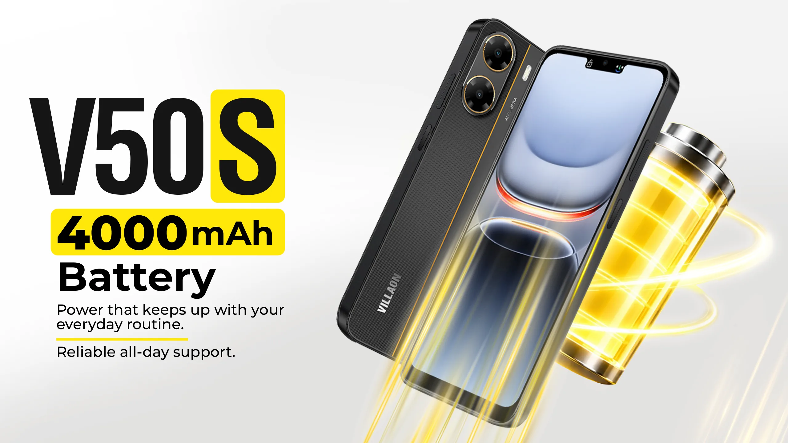 Villaon V50s 4000mAh battery for reliable all-day use
